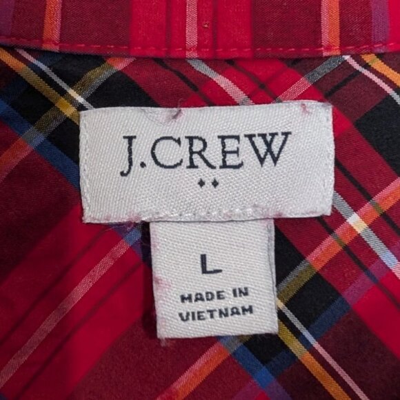 J Crew Factory Plaid Tartan Shirt Womens Size Large Red Long Sleeve Button Up - Picture 3 of 9